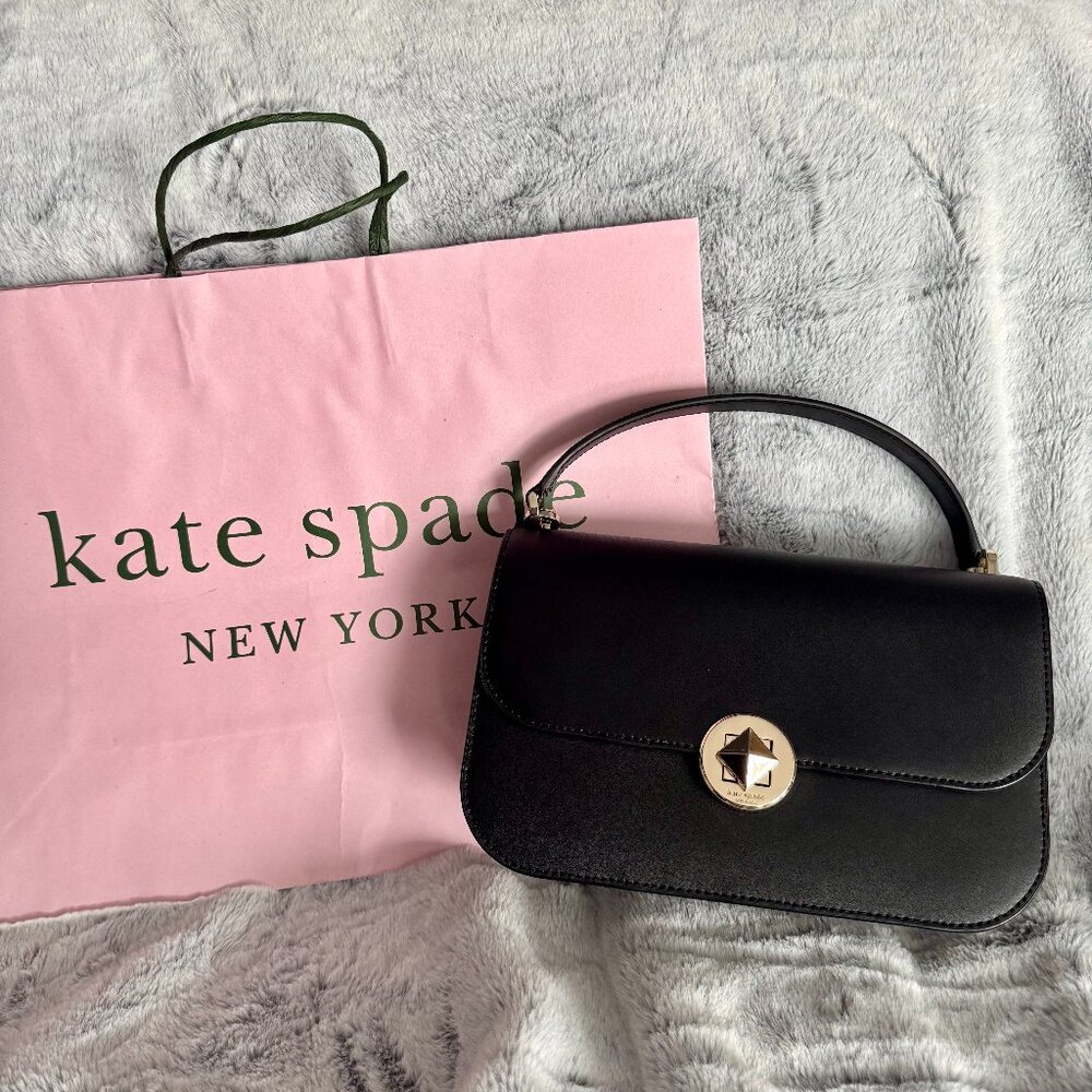 Kate Spade Black/Gold Leather Top Handle Bag